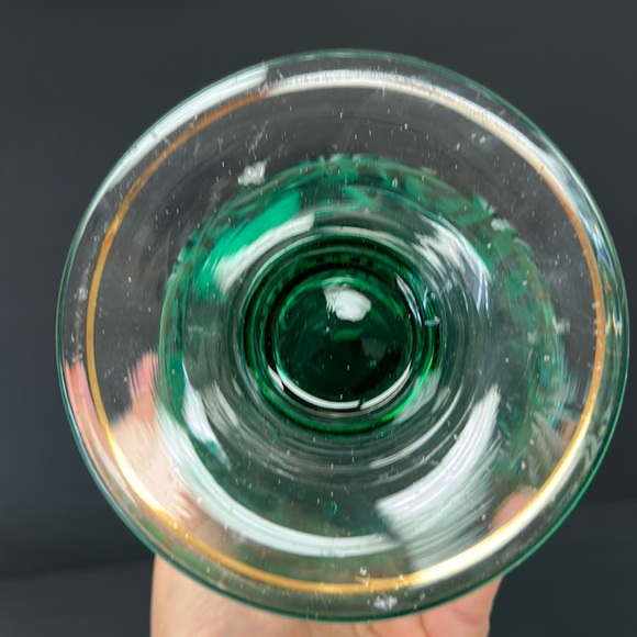 Vintage bohemian glass tall footed decanter with painted lily of the valleys - Picture 5 of 15